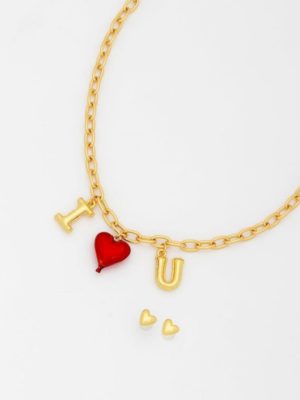 Collar Letras Corazón Globo + Aretes By Jose Y Cami