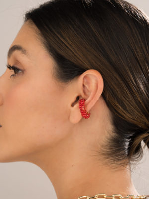 Earcuff cuentas rojas
