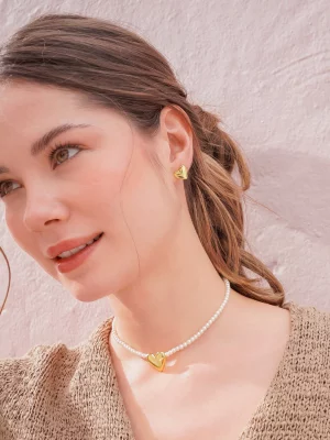 Collar perlas corazón