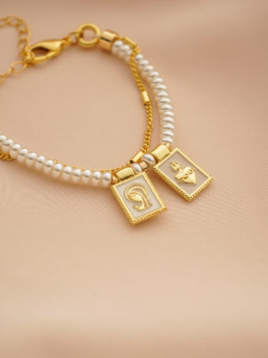 Pulsera virgen+ perlas