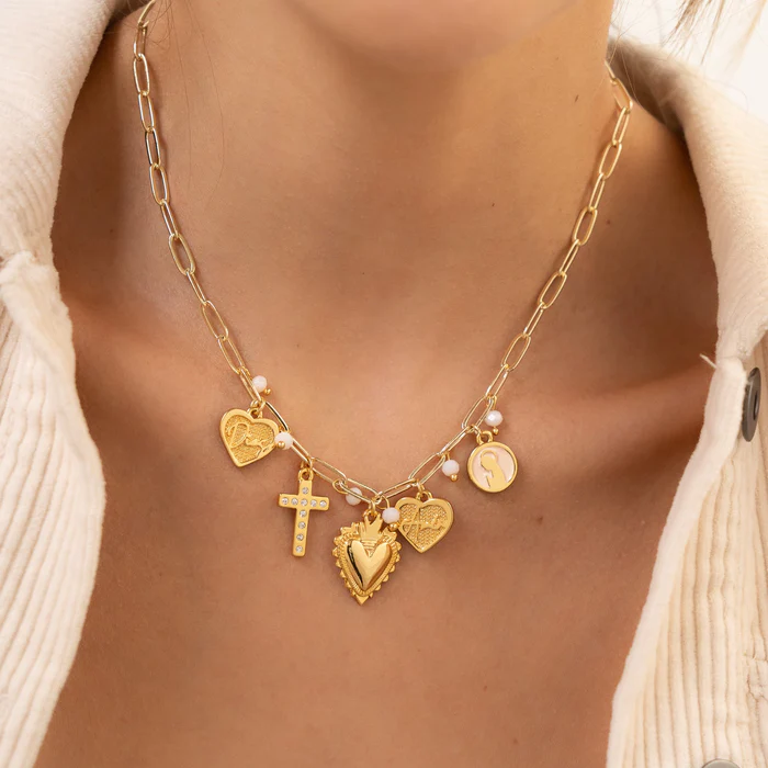 Collar Varios Dijes Religiosos - Imagen 2