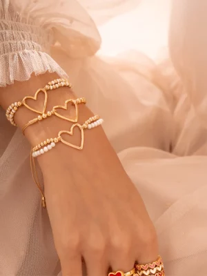 Set Pulseras x3 Heart gold